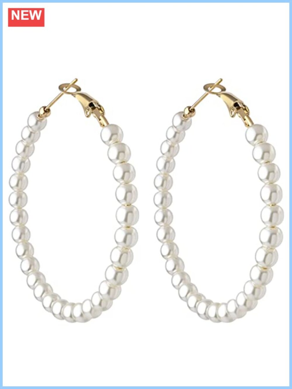 Pearl Hoop Dangle Earrings Hypoallergenic French Wire
